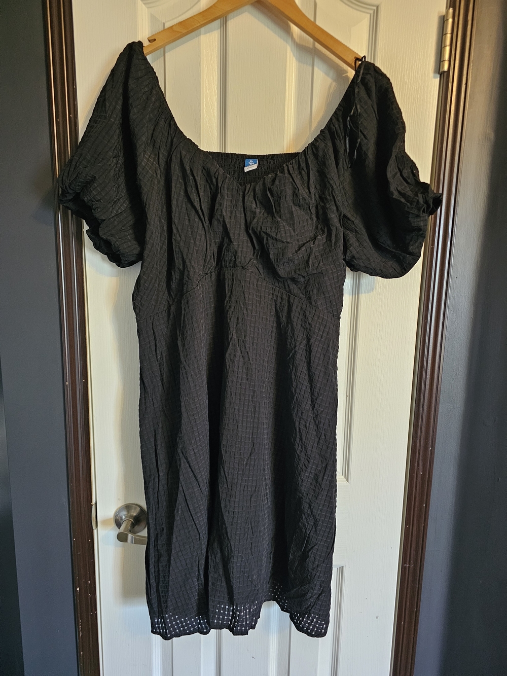 Black Puff-Sleeve Midi Dress TALL